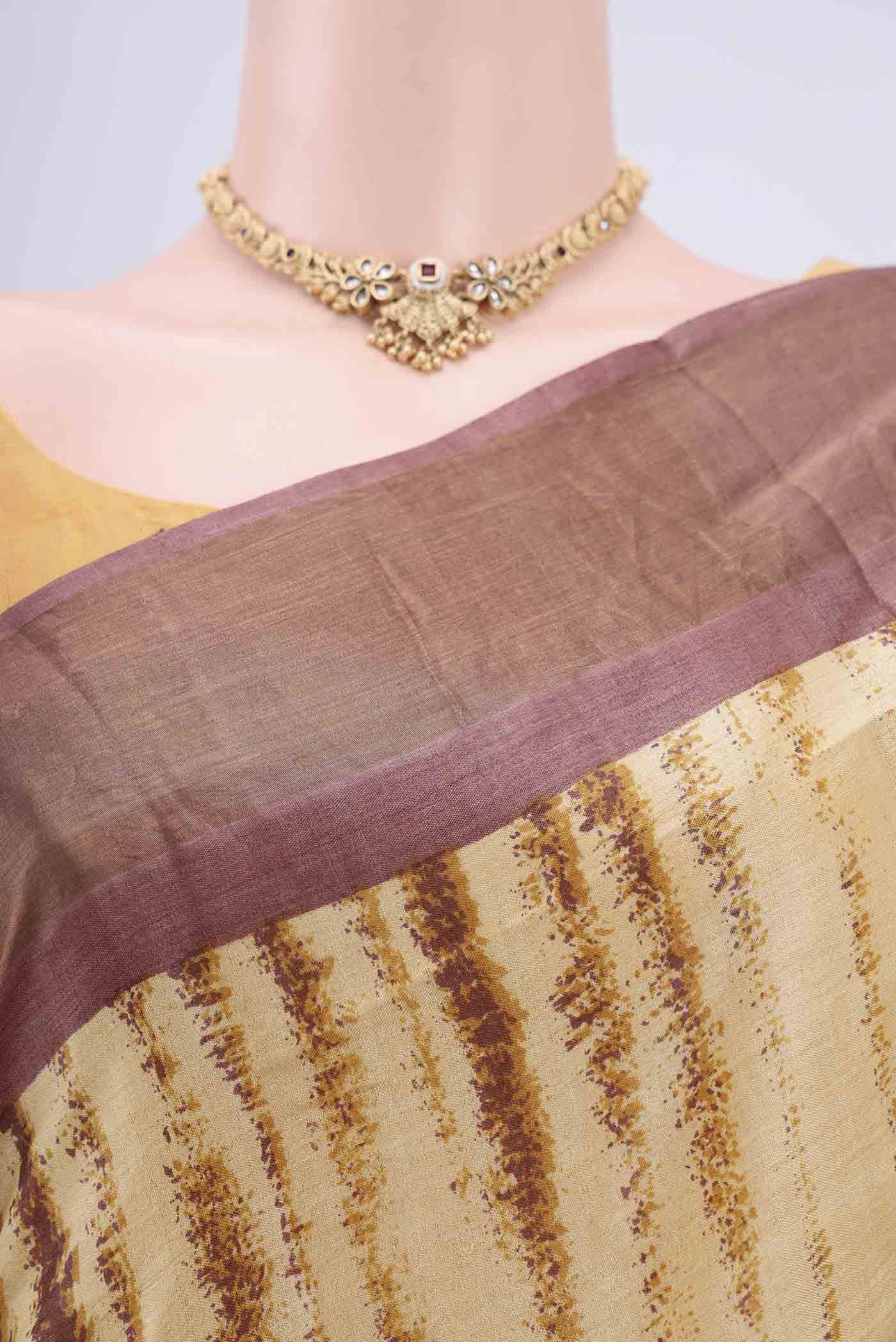 Beige Tussar Silk Saree - Image 2