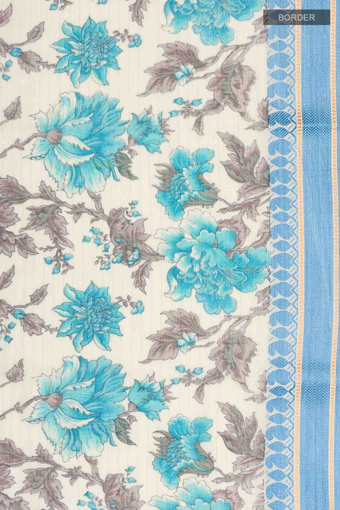 Cream Tussar Silk Saree - Image 4