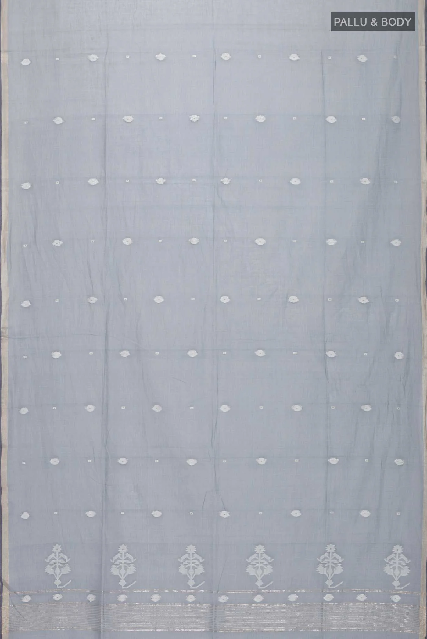 Damini-Grey Bengal Cotton Saree - Image 10
