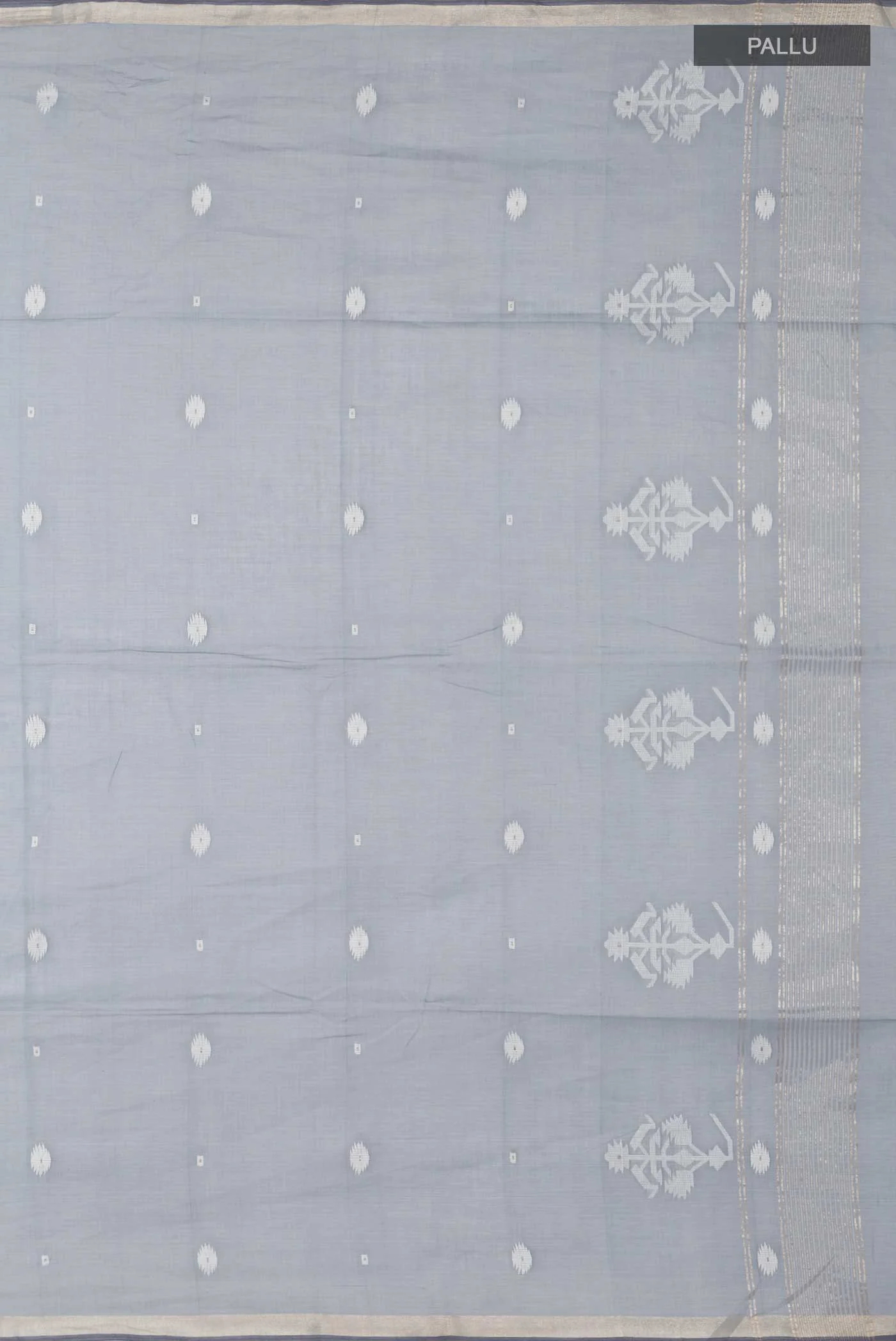 Damini-Grey Bengal Cotton Saree - Image 11