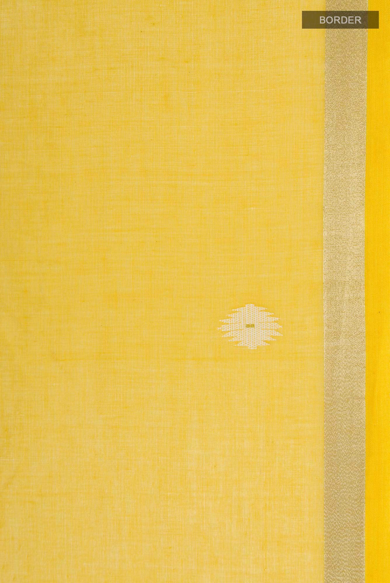 Damini- Mustard Yellow Bengal Cotton Saree - Image 5