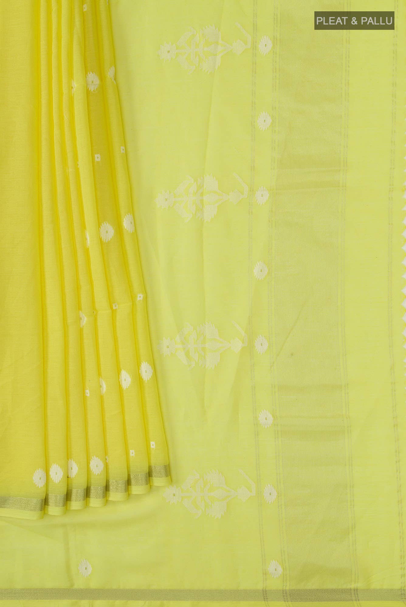 Damini-Yellow Bengal Cotton Saree - Image 2