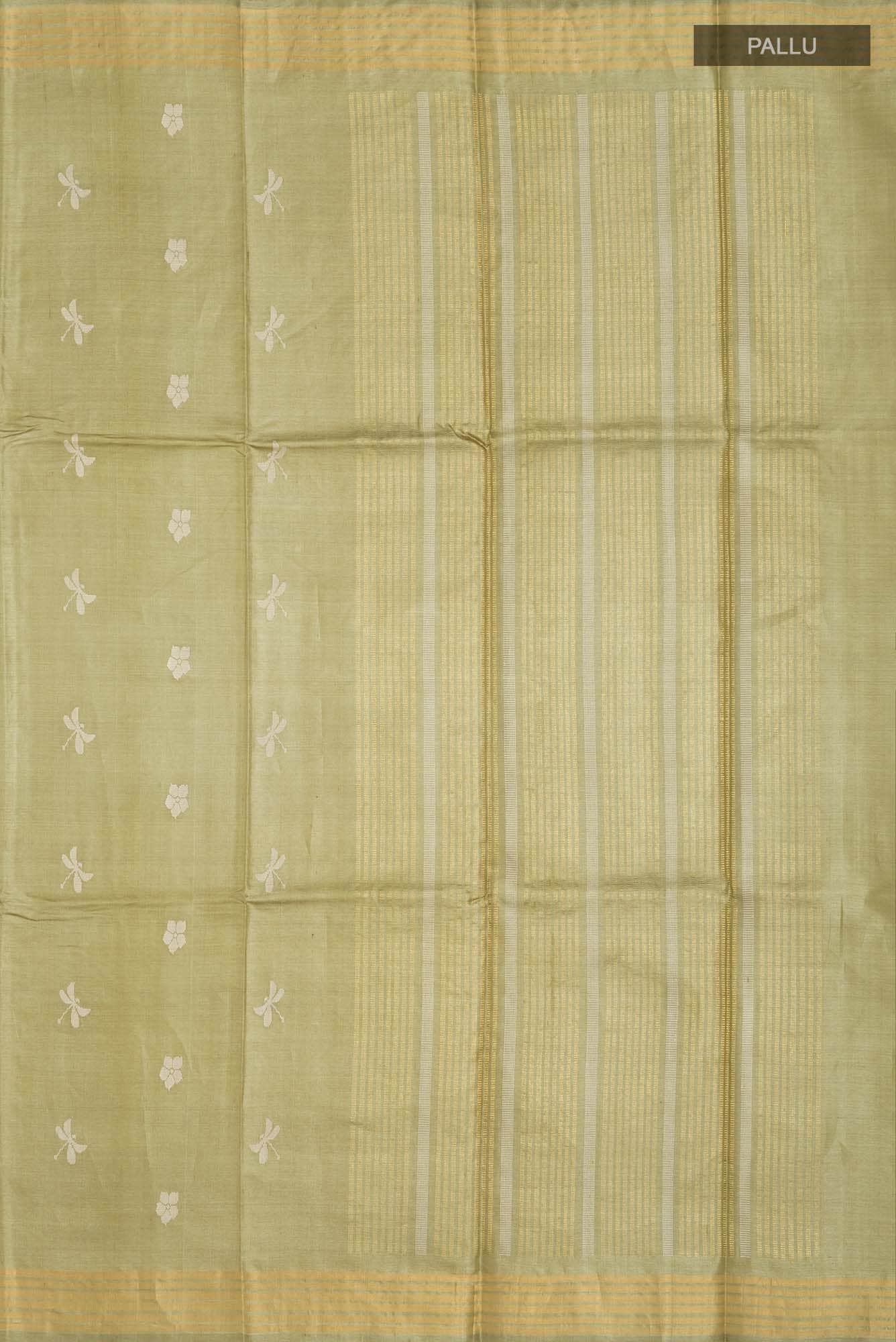 Dance of Dragonfly-Green Bhagalpuri Tussar Silk Saree - Image 5