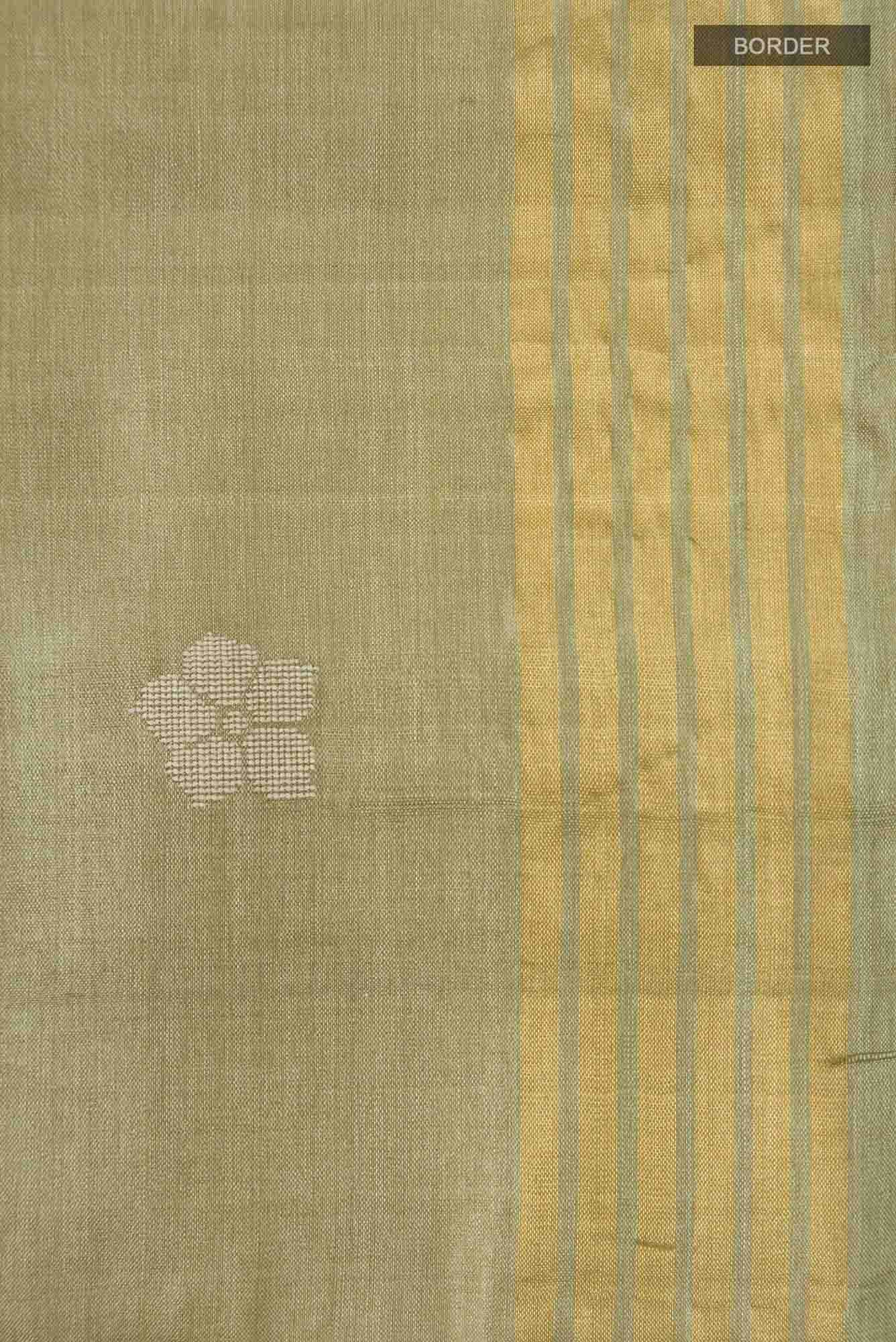 Dance of Dragonfly-Green Bhagalpuri Tussar Silk Saree - Image 7