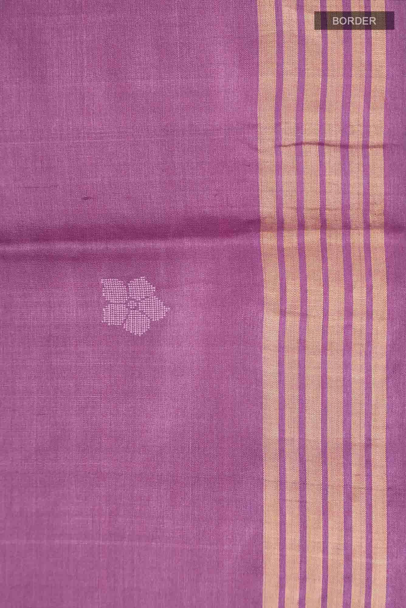 Dance of Dragonfly-Purple Bhagalpuri Tussar Silk Saree - Image 7