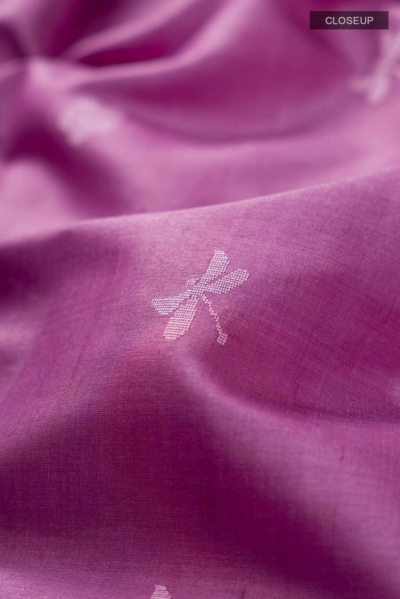 Dance of Dragonfly-Purple Bhagalpuri Tussar Silk Saree - Image 9