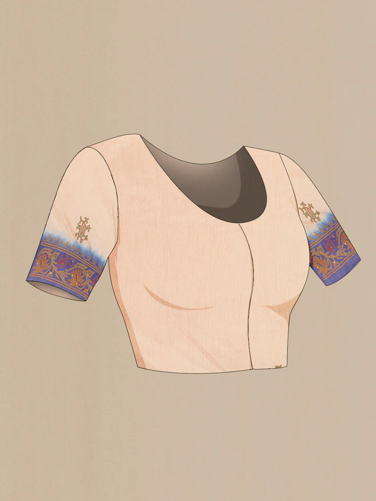 Beige Blended Raw Silk Saree - Image 4