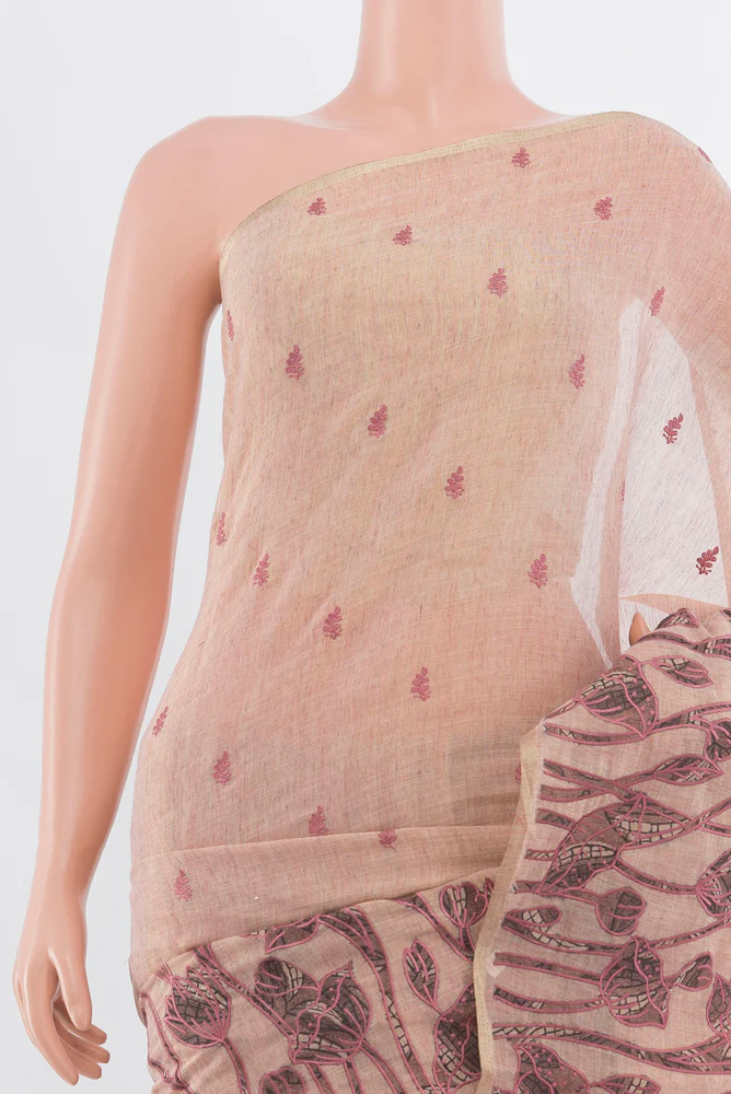 Rose Gold Blended Art Silk Saree - Image 2