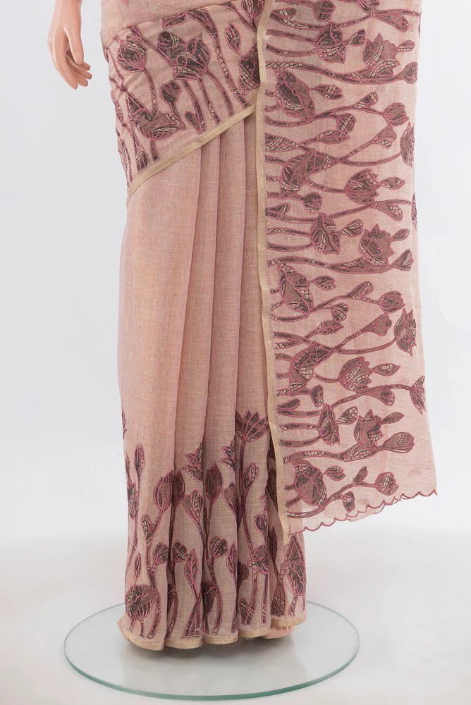 Rose Gold Blended Art Silk Saree - Image 3
