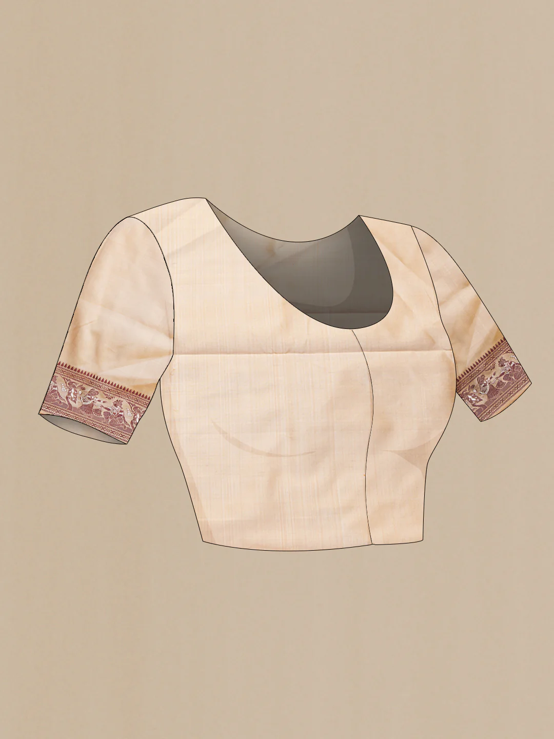 Beige Baluchari Silk Saree - Image 5