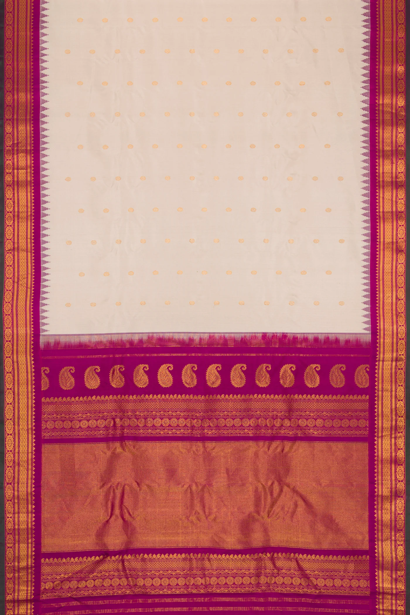 Beige Gadwal Silk Saree - Image 6