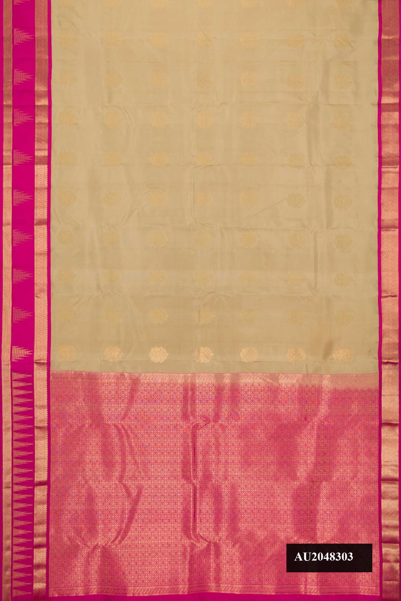 Dark Beige Dual Tone Kanchipuram Silk Saree