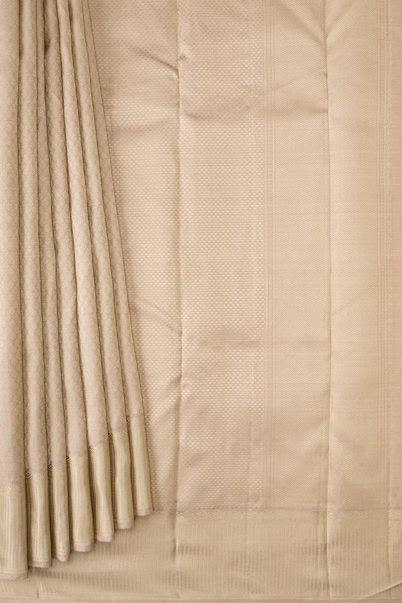 Dark Beige Dual Tone Kanjivaram Silk Saree - Image 2