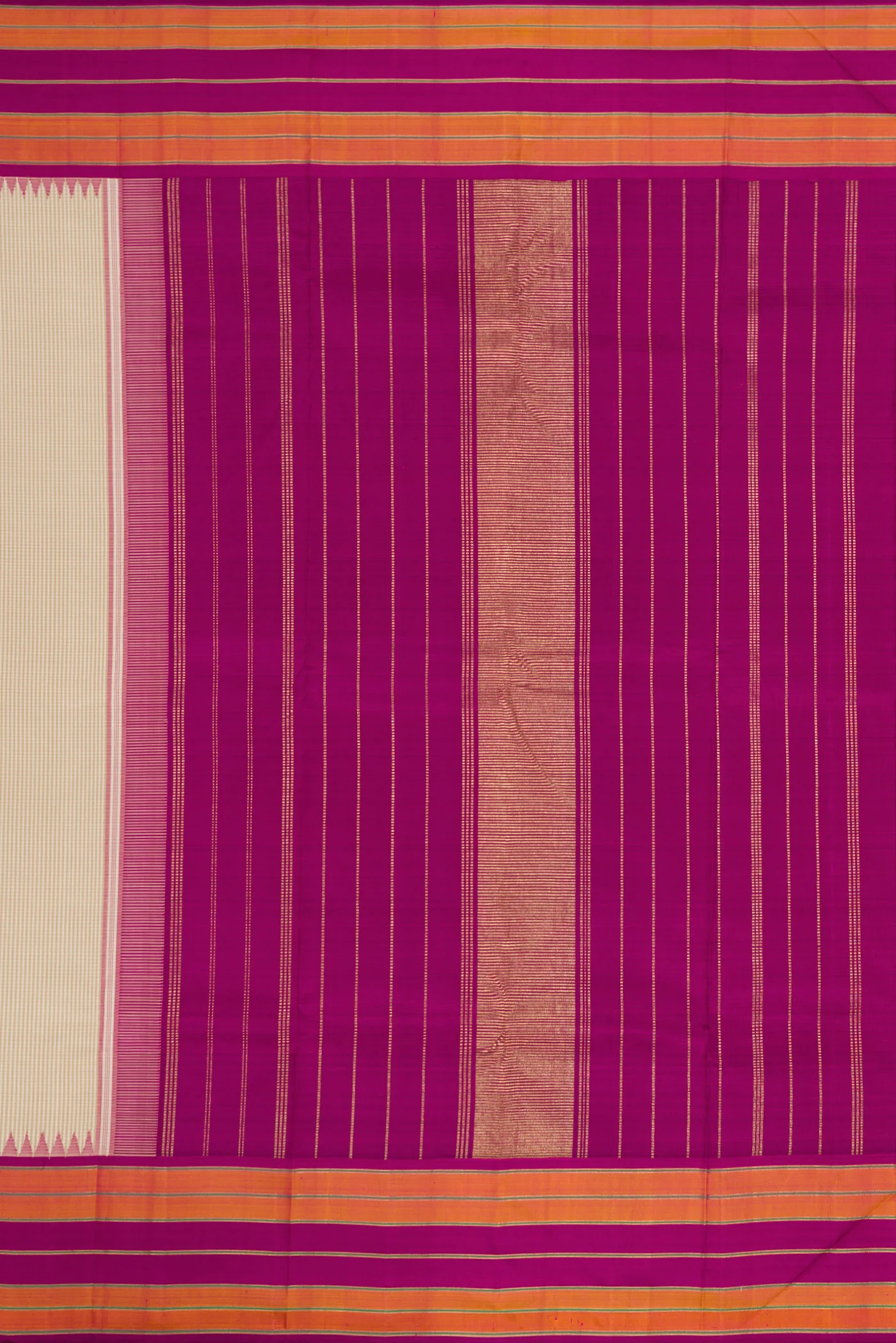 Pure Silk Pure Zari Cream Kanjivaram Saree - Image 7