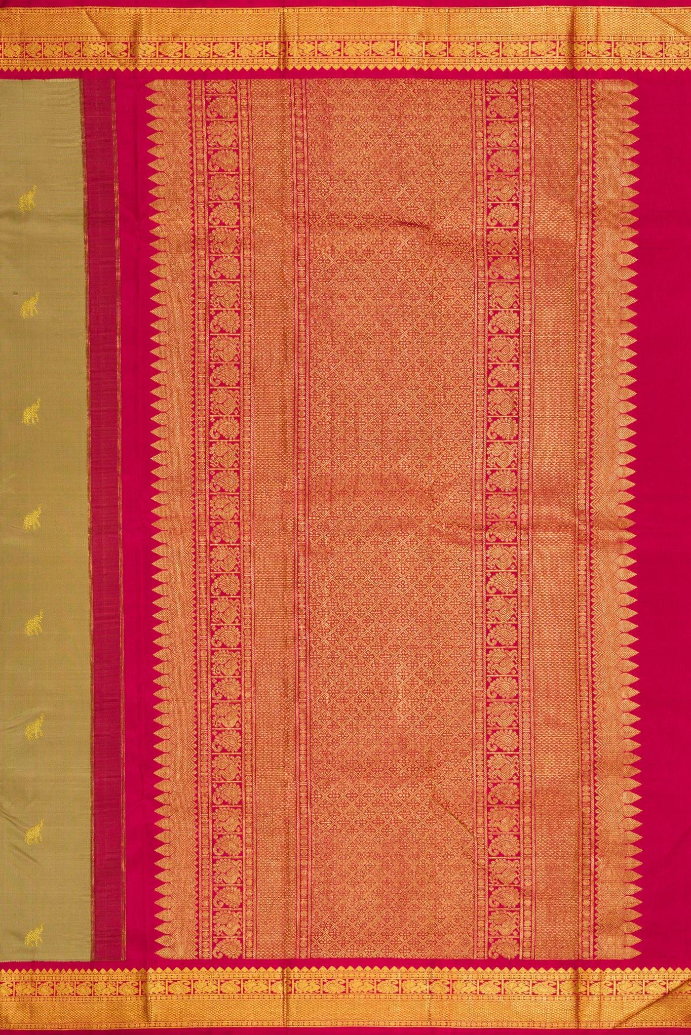 Pure Silk Pure Zari Dark Beige Kanjivaram Saree - Image 7