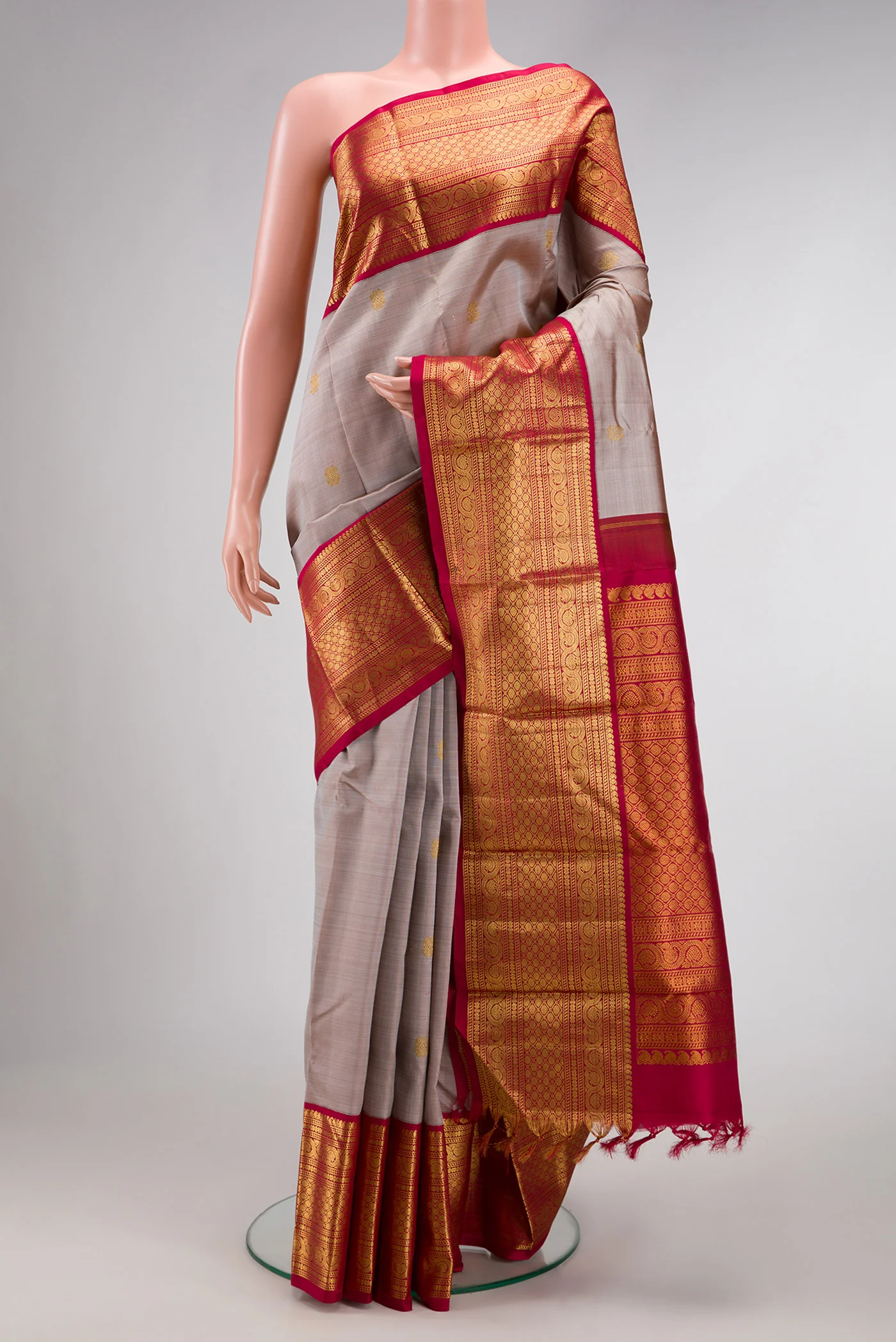 Rose Gold Kanjivaram Silk Saree