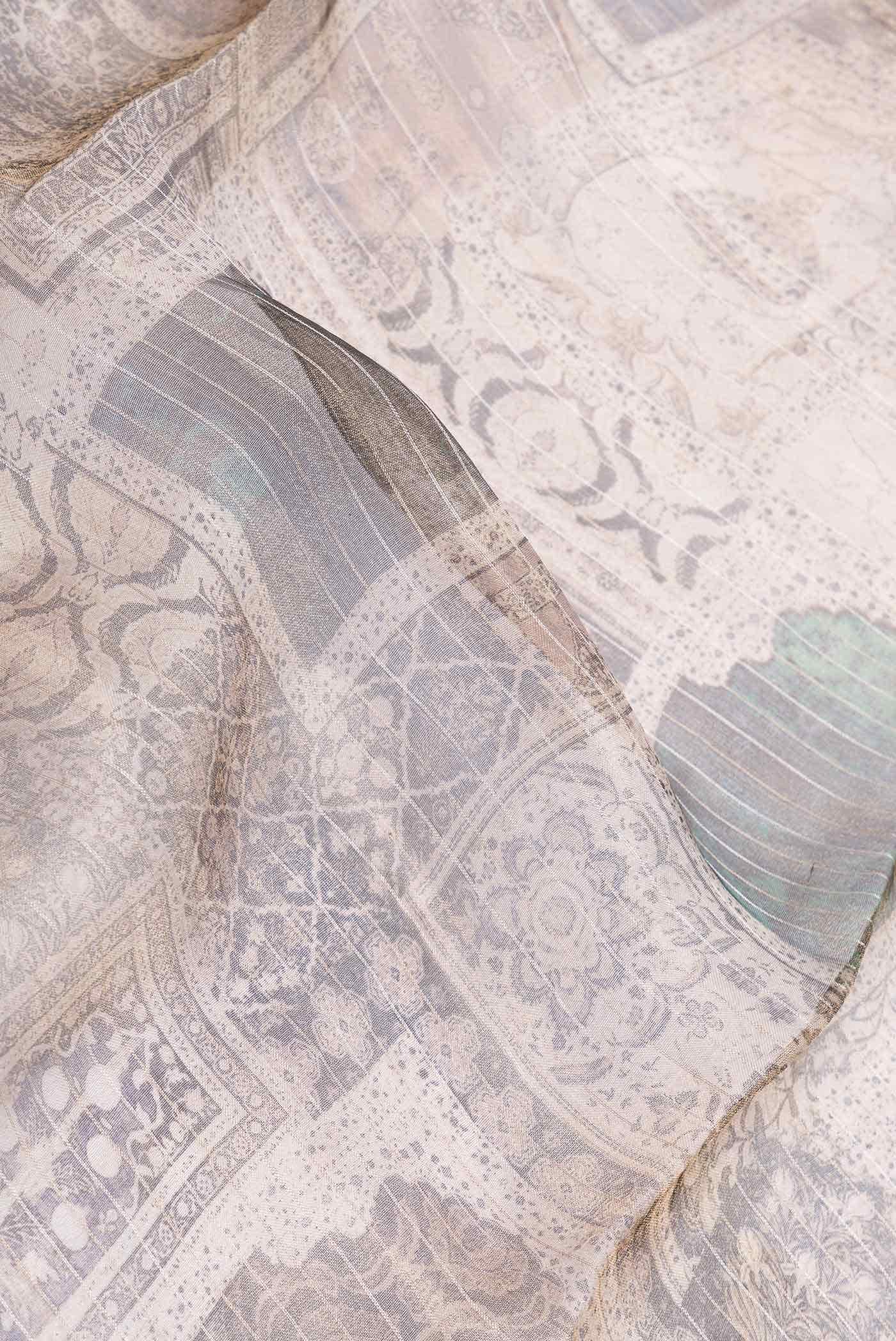 Dark Beige Dual Tone Organza Silk Saree - Image 3