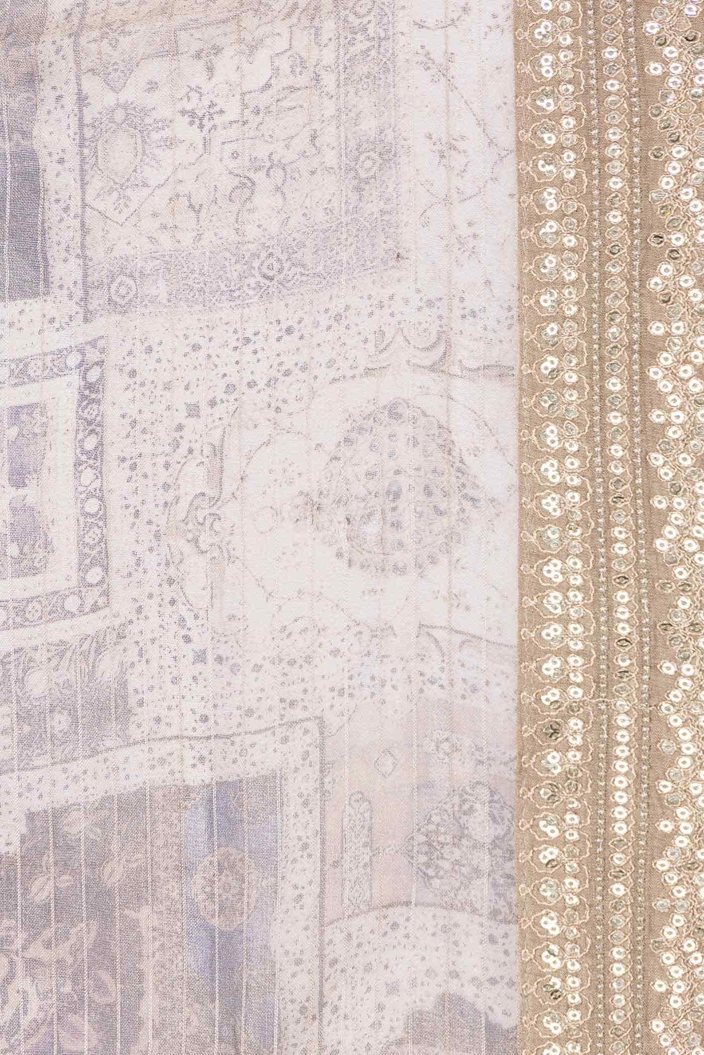 Dark Beige Dual Tone Organza Silk Saree - Image 5