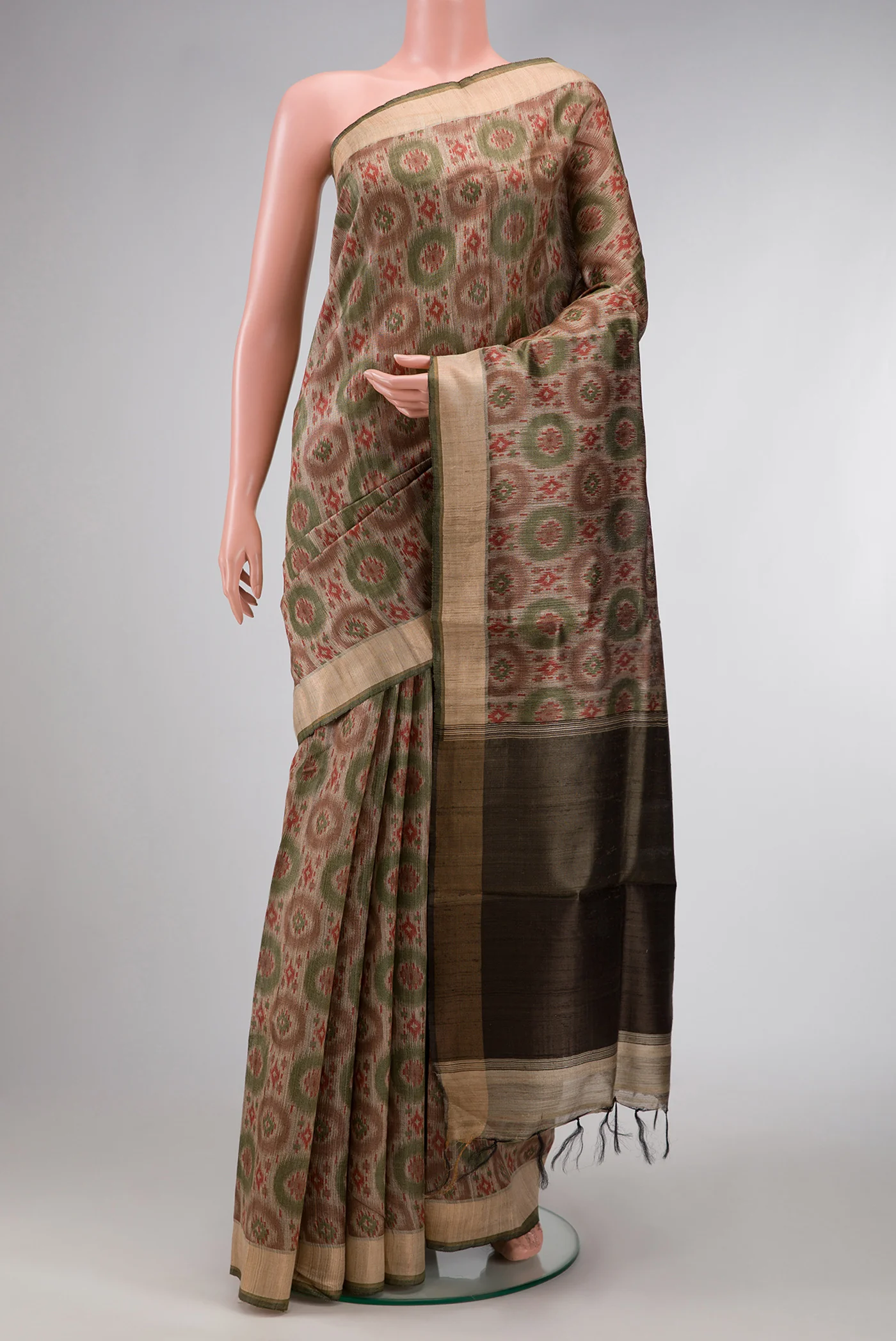 Brown Tussar Silk Saree