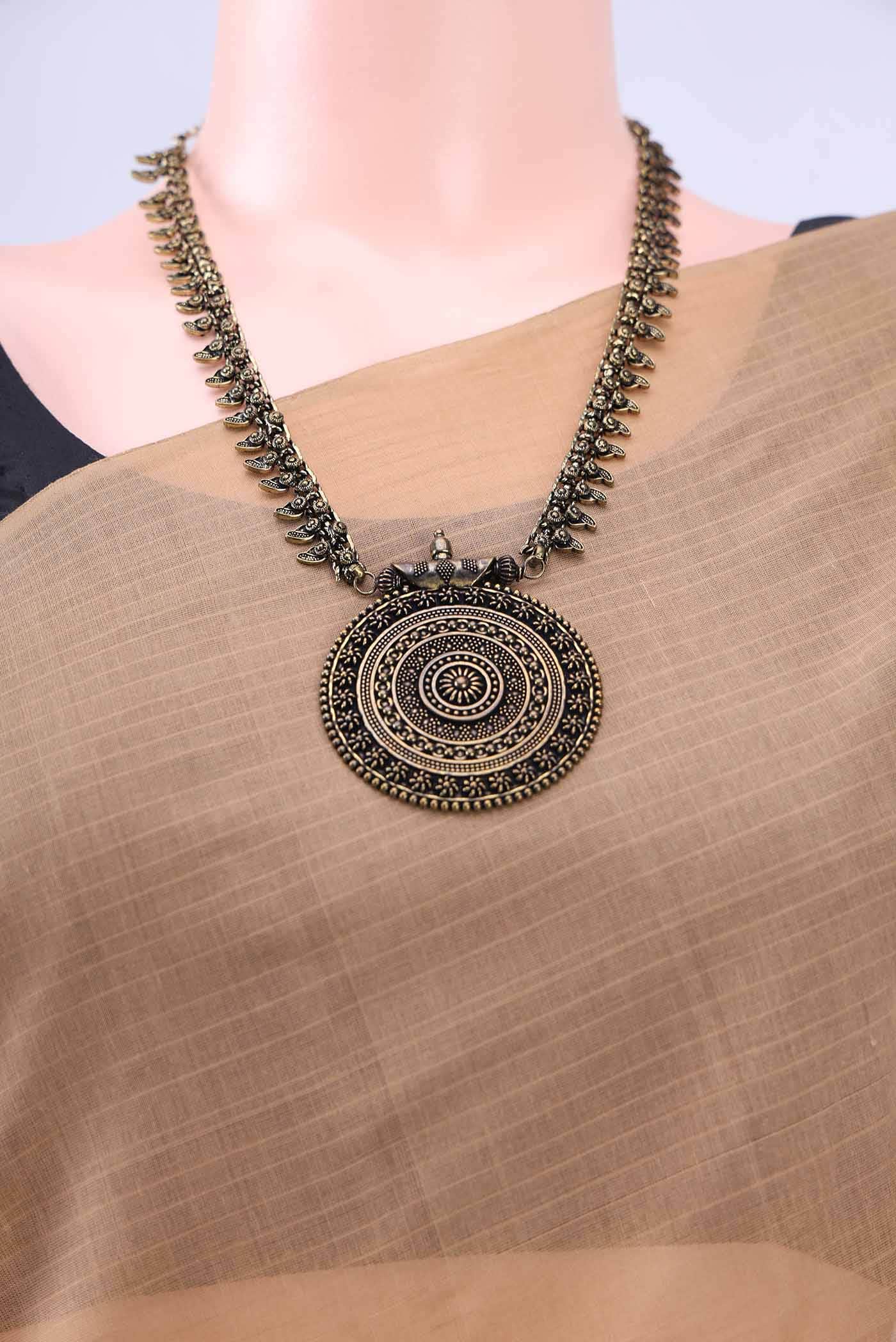 Dark Beige Kanchi Cotton Saree - Image 3