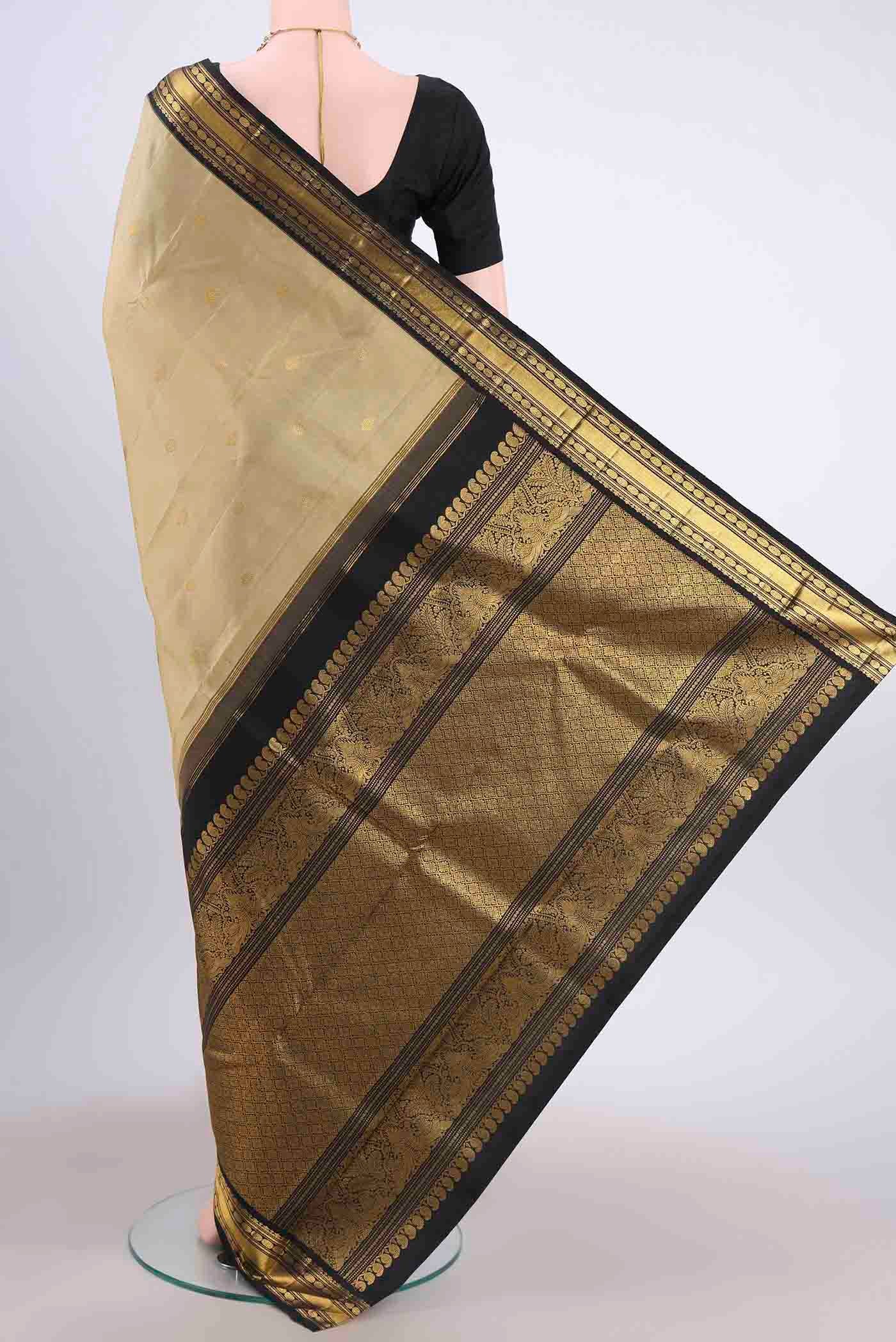 Dark Beige Kanchipuram Silk Saree - Image 3