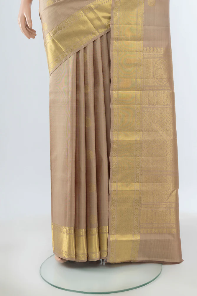 Dark Beige Kanjivaram Silk Saree - Image 3