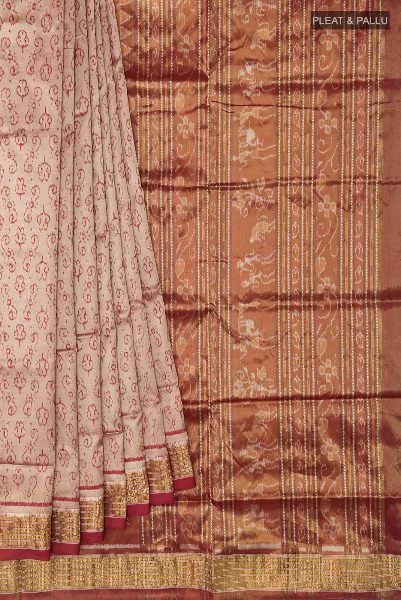 Dark Beige Orissa Silk Saree - Image 2