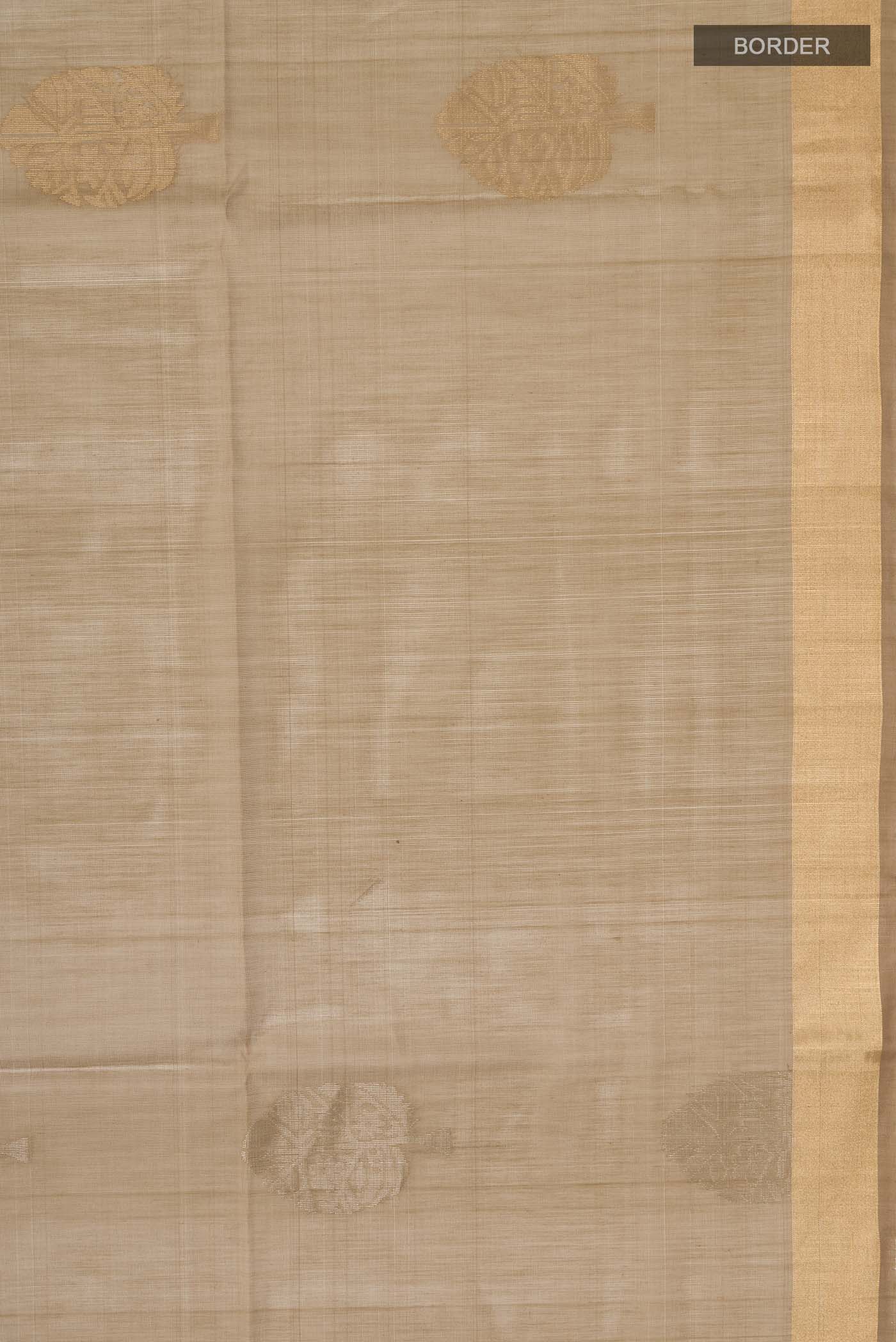 Dark Beige Silk Cotton Saree - Image 3