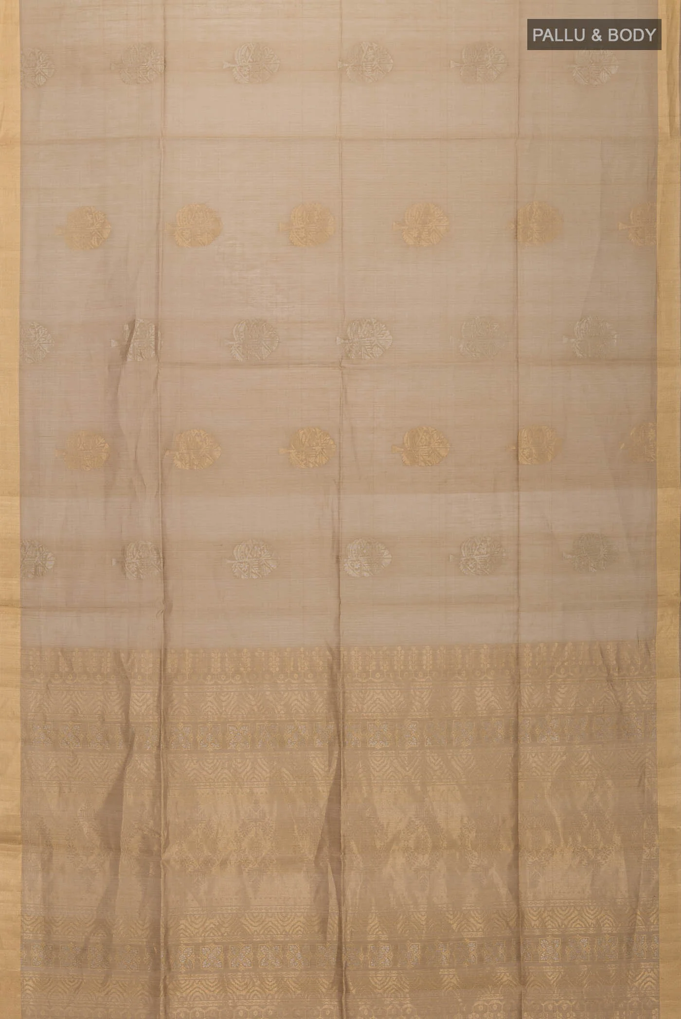 Dark Beige Silk Cotton Saree - Image 5