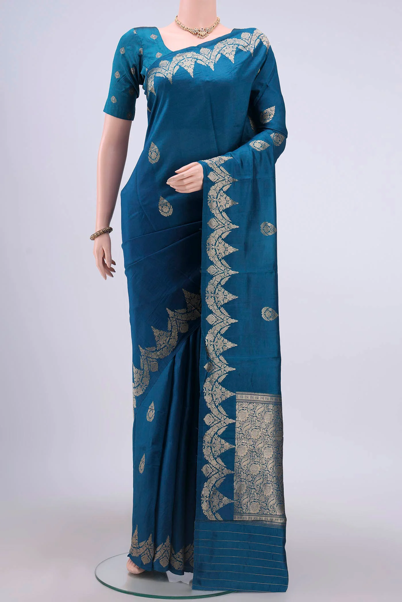 Dark Blue Banarasi Katan Silk Saree