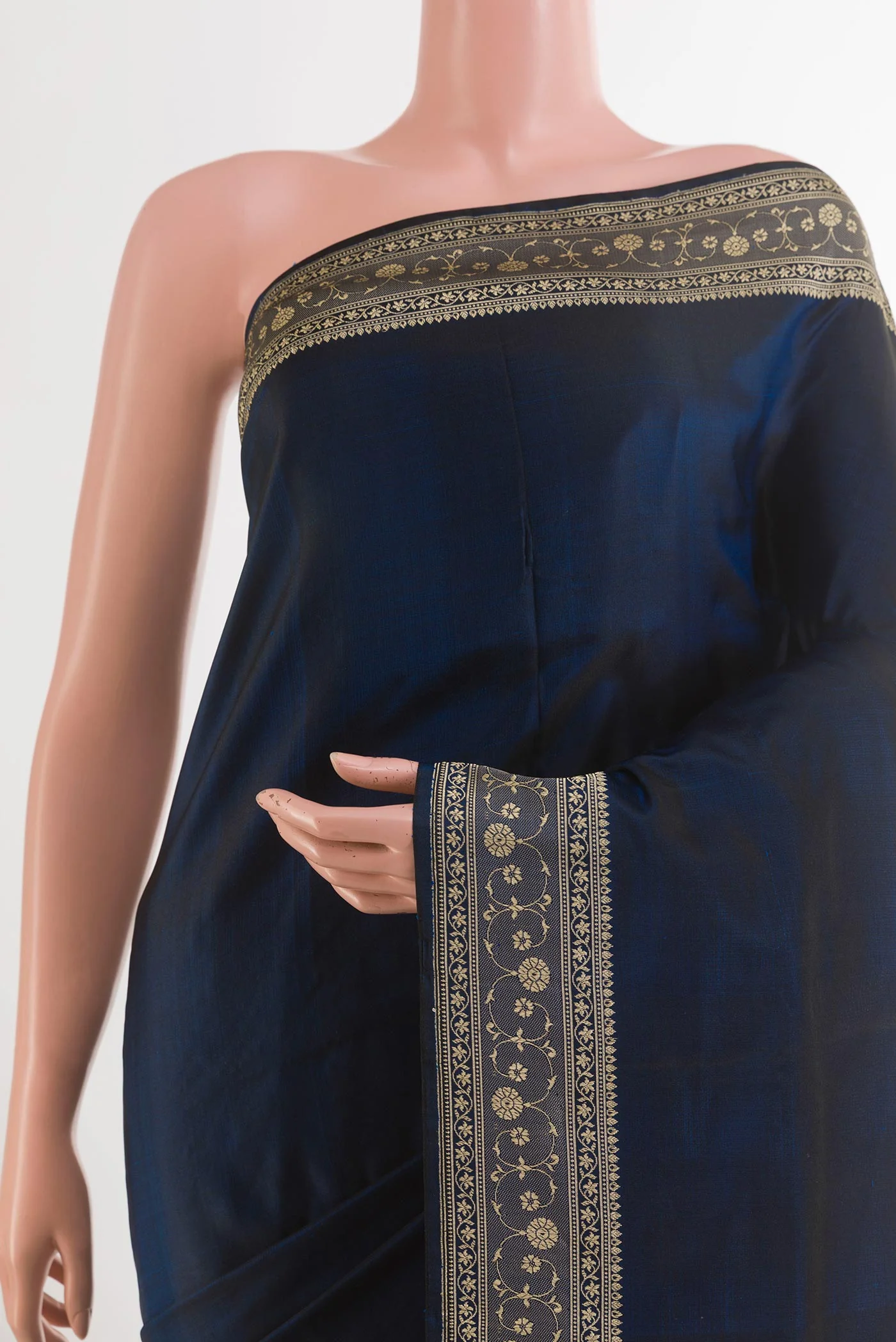 Navy Blue Banarasi Silk Saree - Image 2