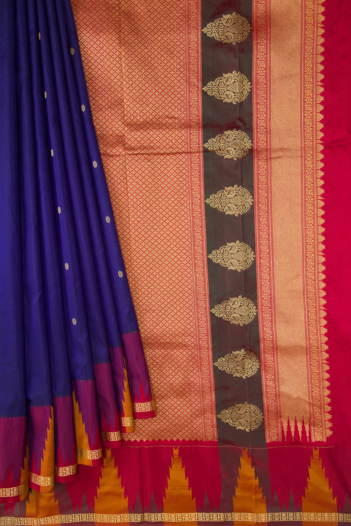 Dark Blue Bangalore Silk Saree - Image 4