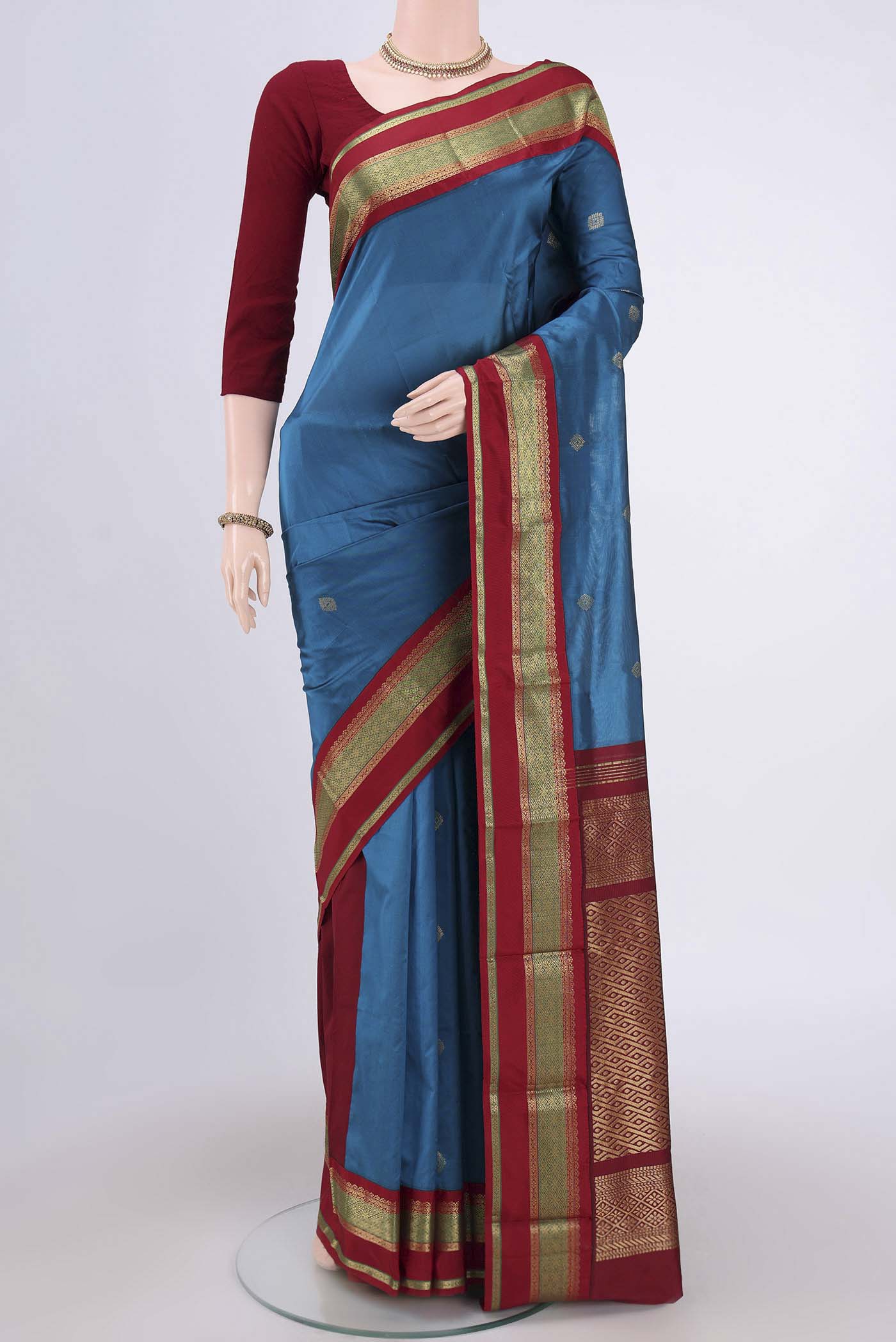 Blue Blended Bangalore Silk Saree