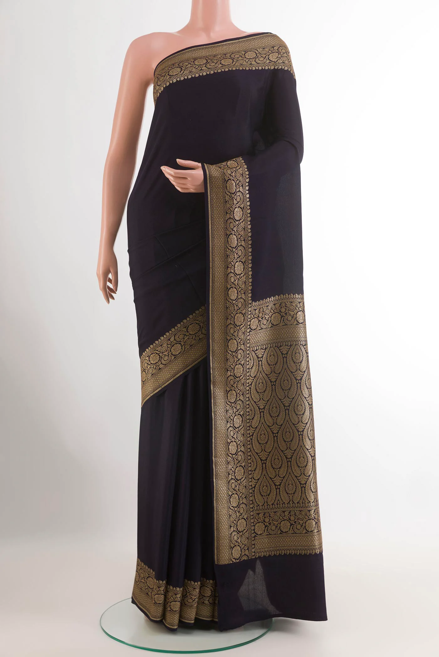 Navy Blue Banarasi Georgette Saree