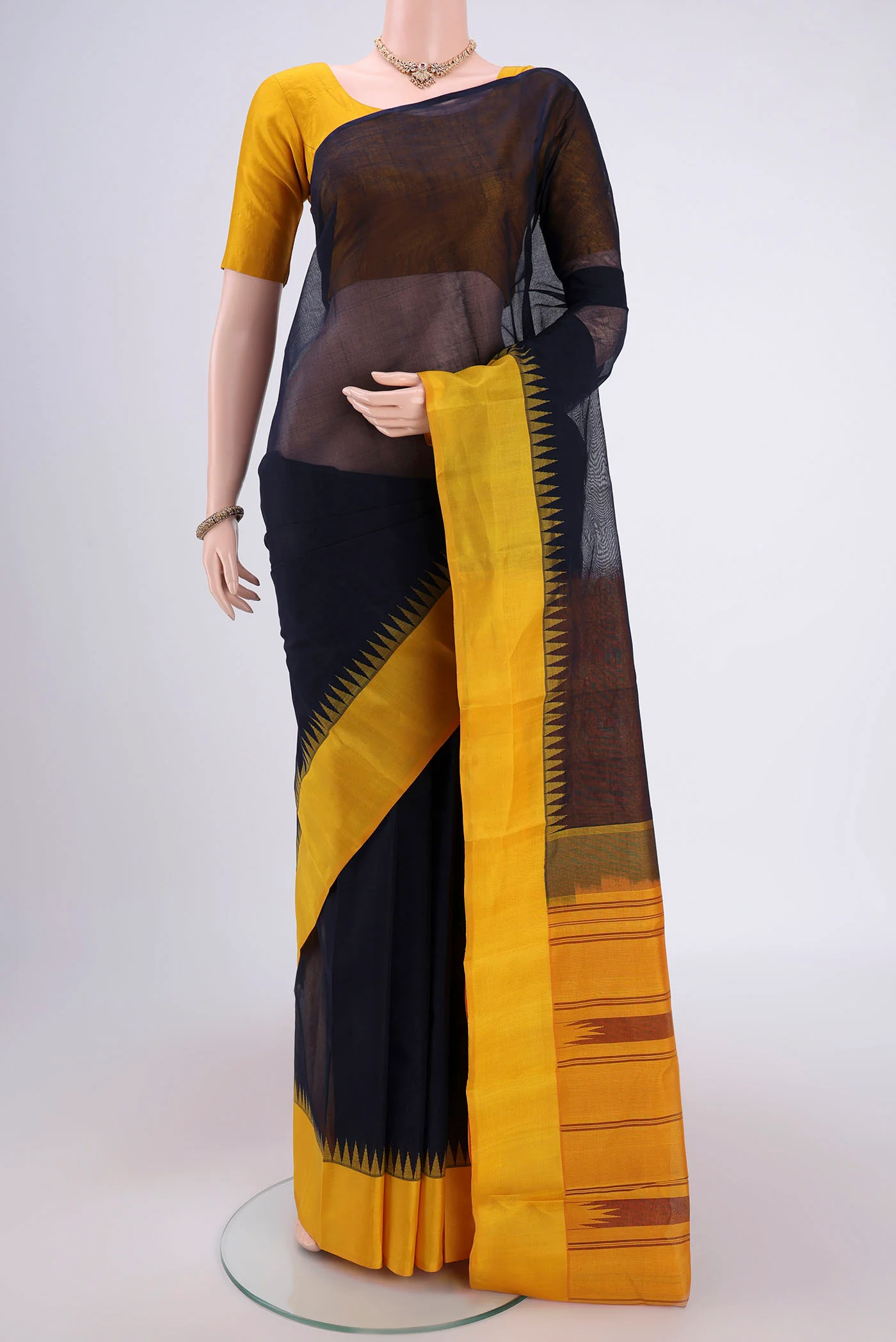 Navy Blue Kanchi Cotton Saree