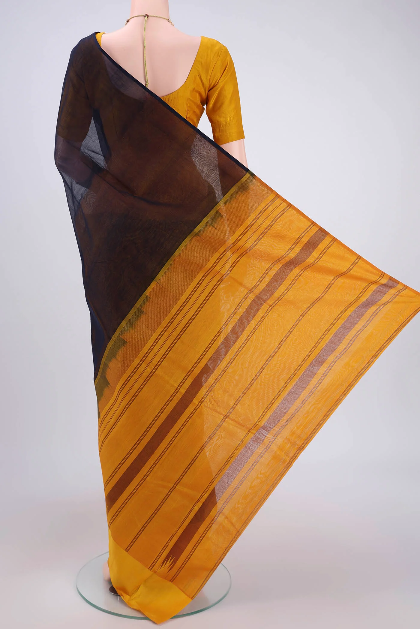 Navy Blue Kanchi Cotton Saree - Image 3