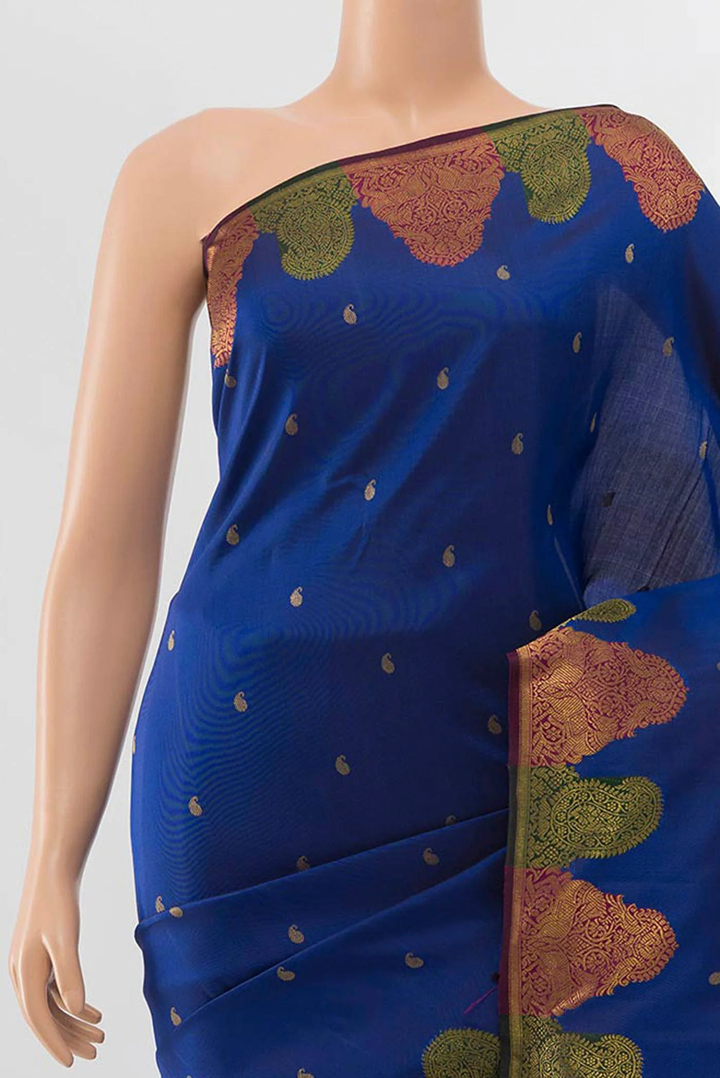 Dark Blue Kanchipuram Silk Saree - Image 2