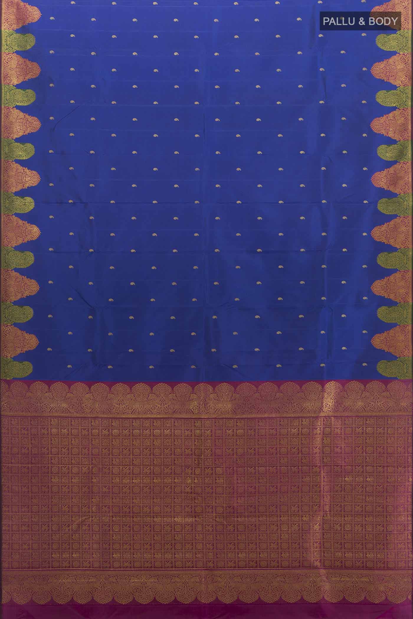 Dark Blue Kanchipuram Silk Saree - Image 5