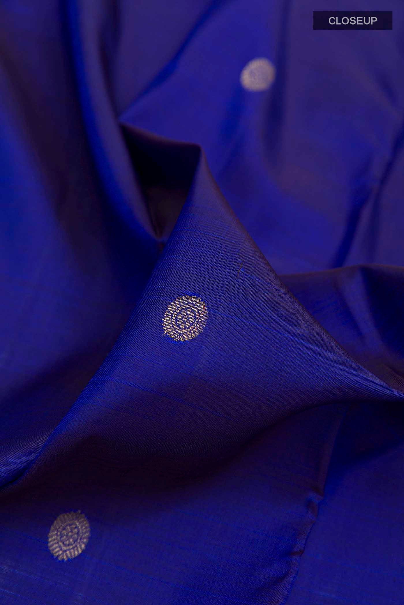 Dark Blue Kanchipuram Silk Saree - Image 2