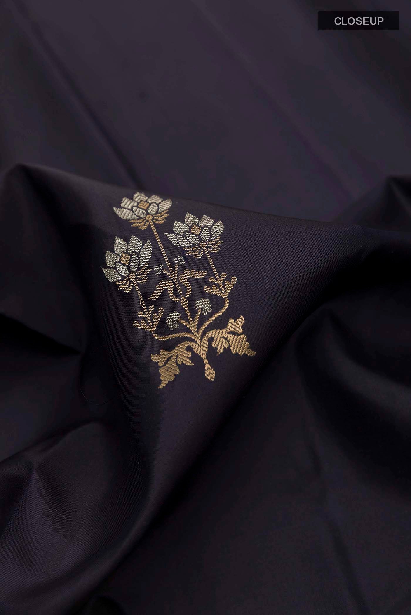 Dark Blue Kanjivaram Silk Saree - Image 2