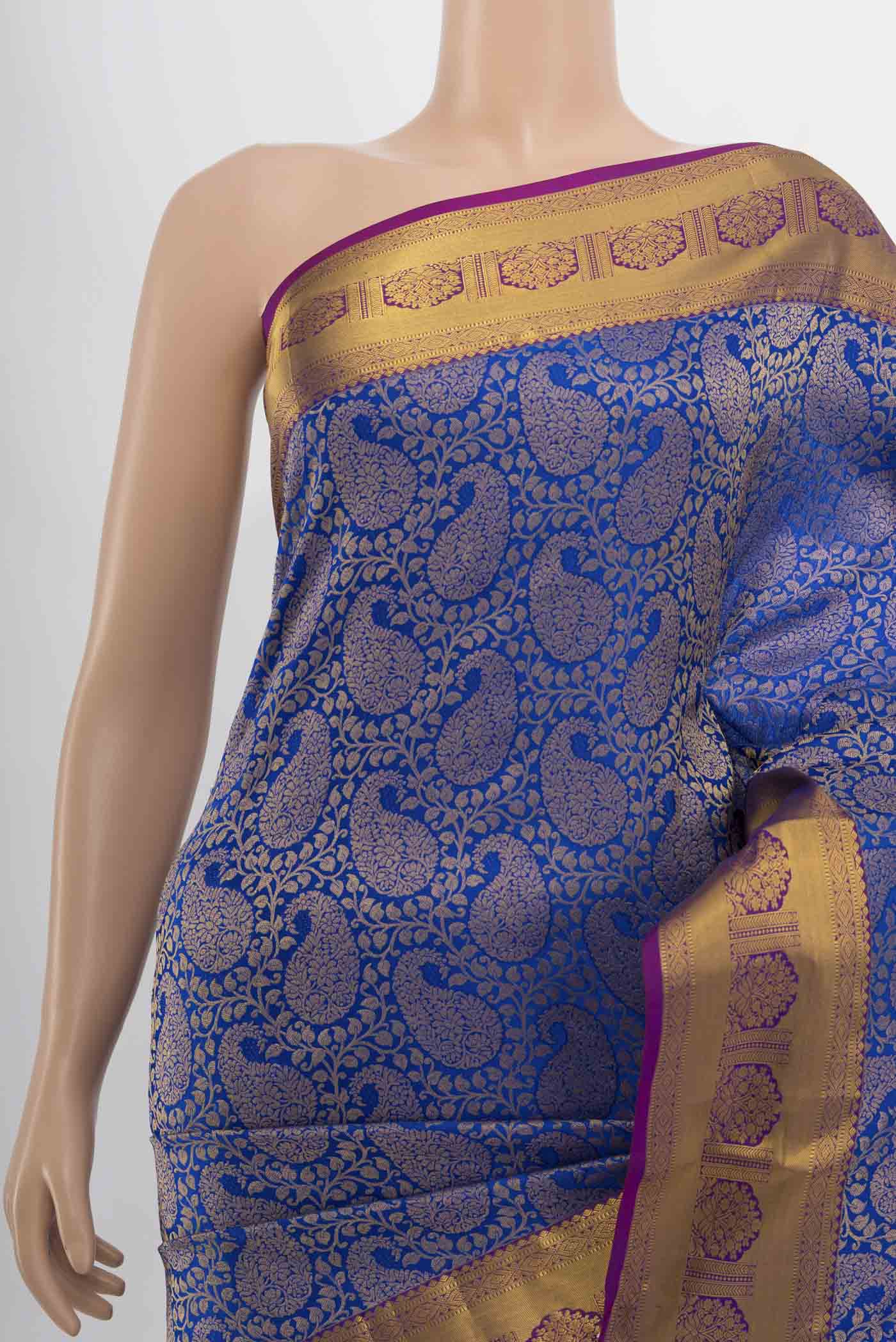 Royal Blue Kanchipuram Silk Saree - Image 2