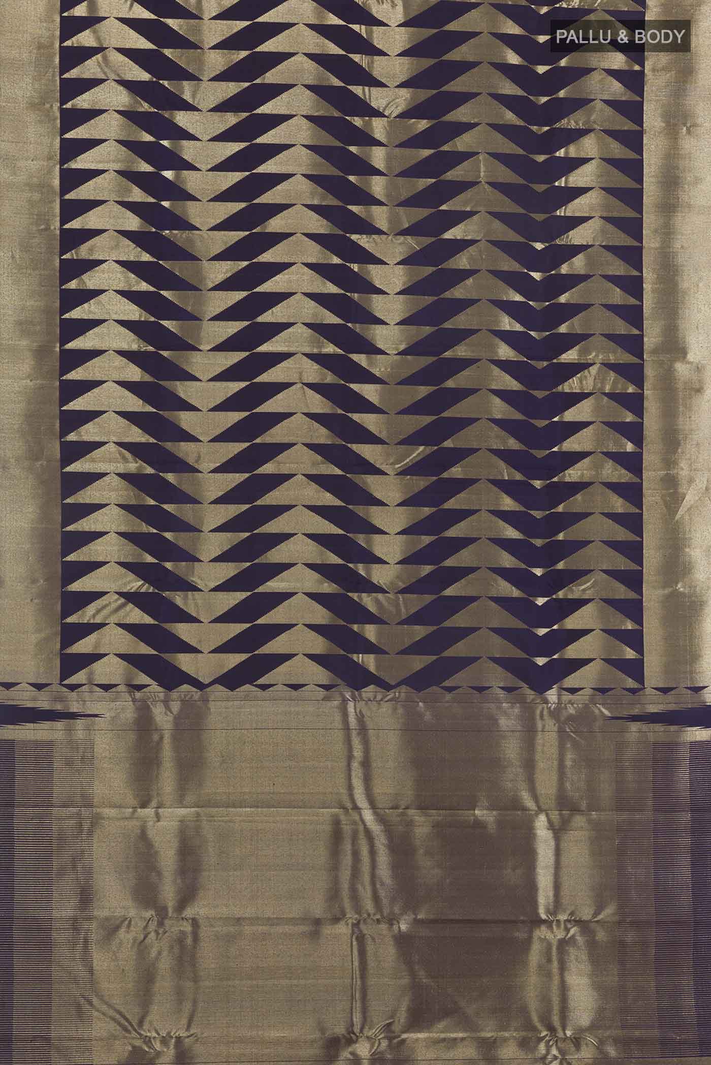 Navy Blue Kanchipuram Silk Saree - Image 6
