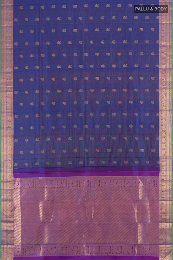 Dark Blue Kanchipuram Silk Saree - Image 5