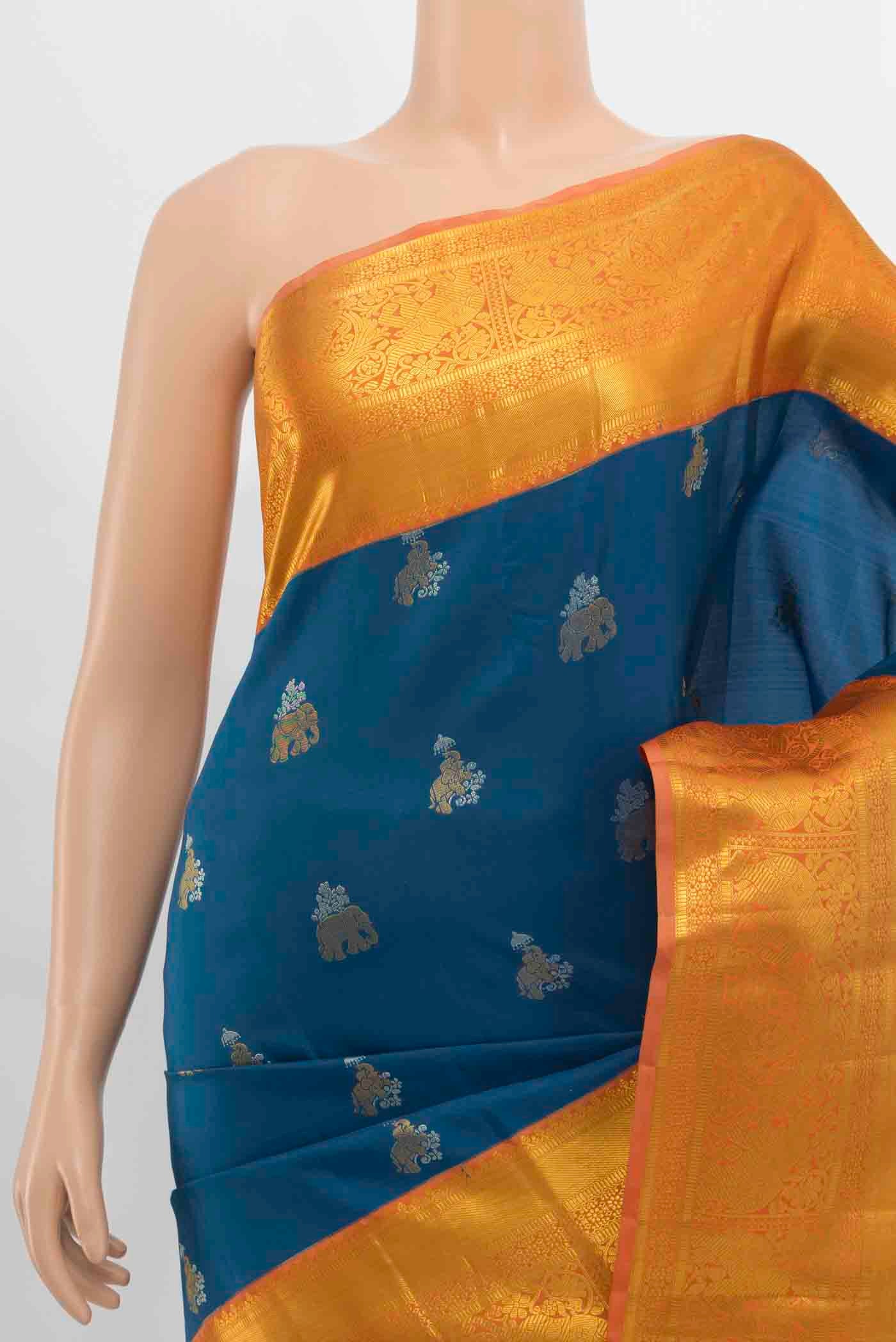 Blue Kanjivaram Silk Saree - Image 2
