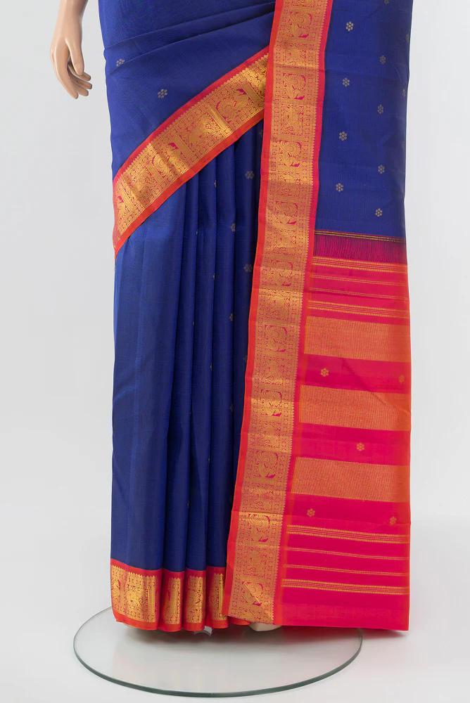 Royal Blue Kanjivaram Silk Saree - Image 3