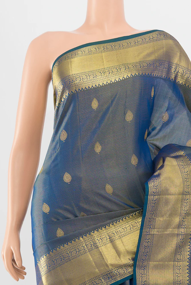 Blue Kanjivaram Silk Saree - Image 2