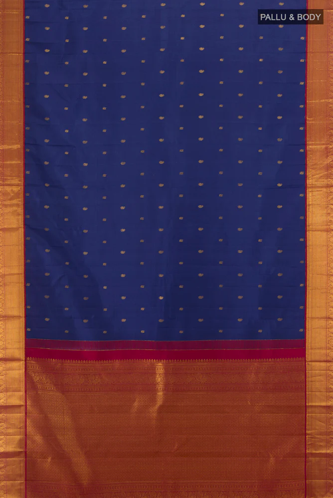 Dark Blue Kanjivaram Silk Saree - Image 5