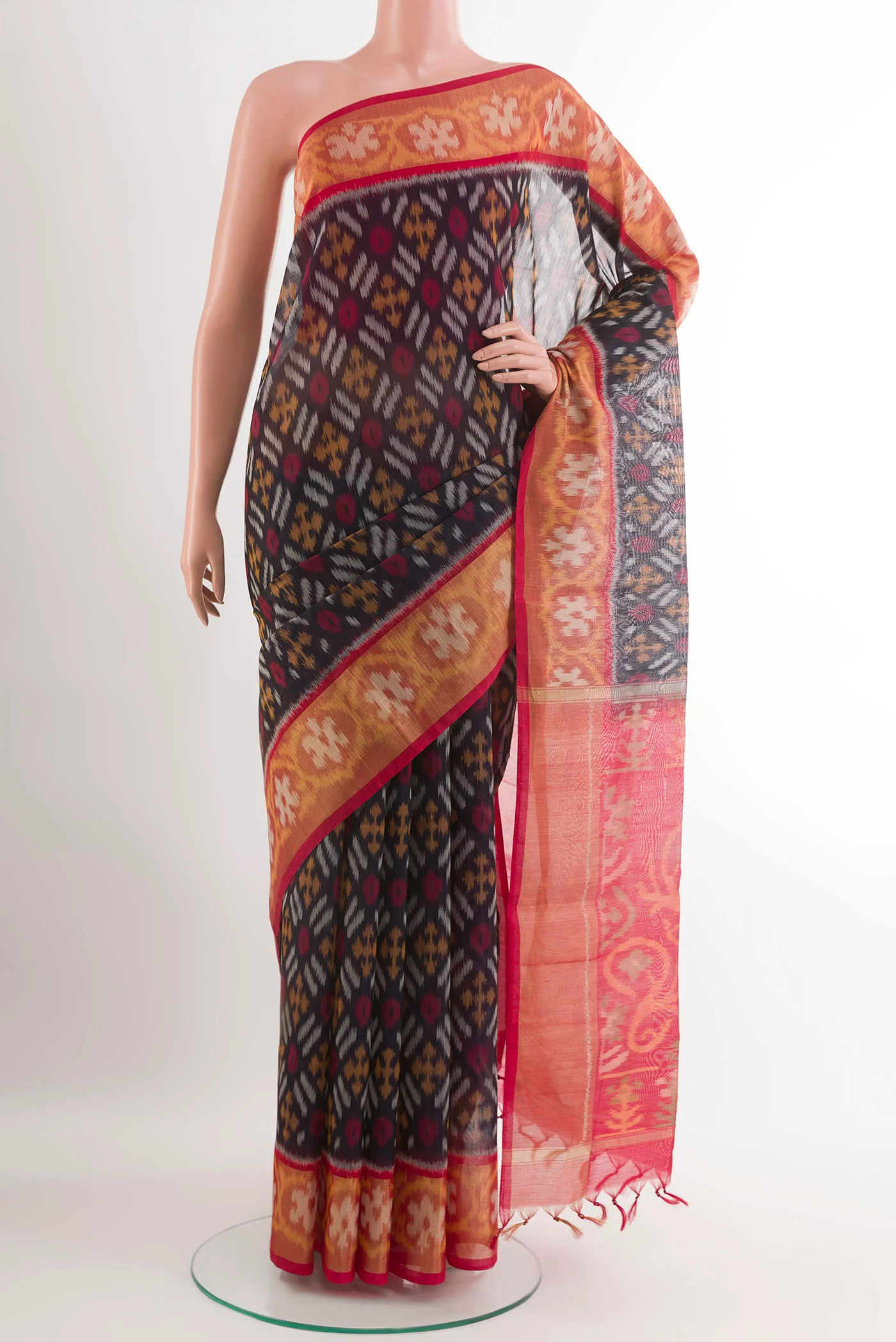 Navy Blue Silk Cotton Saree