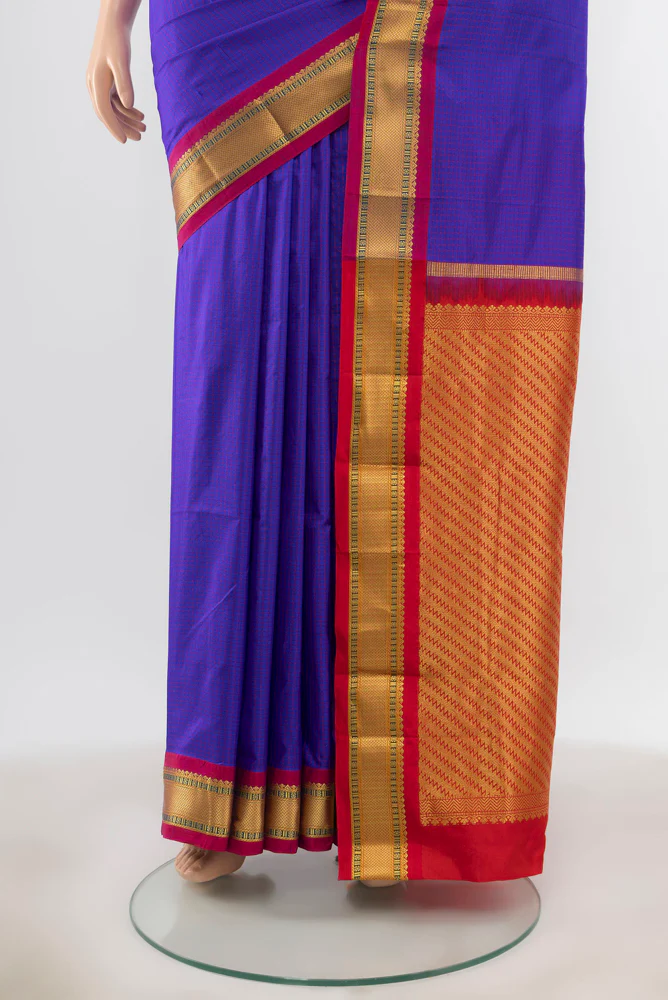 Royal Blue Narayanpet Silk Saree - Image 3