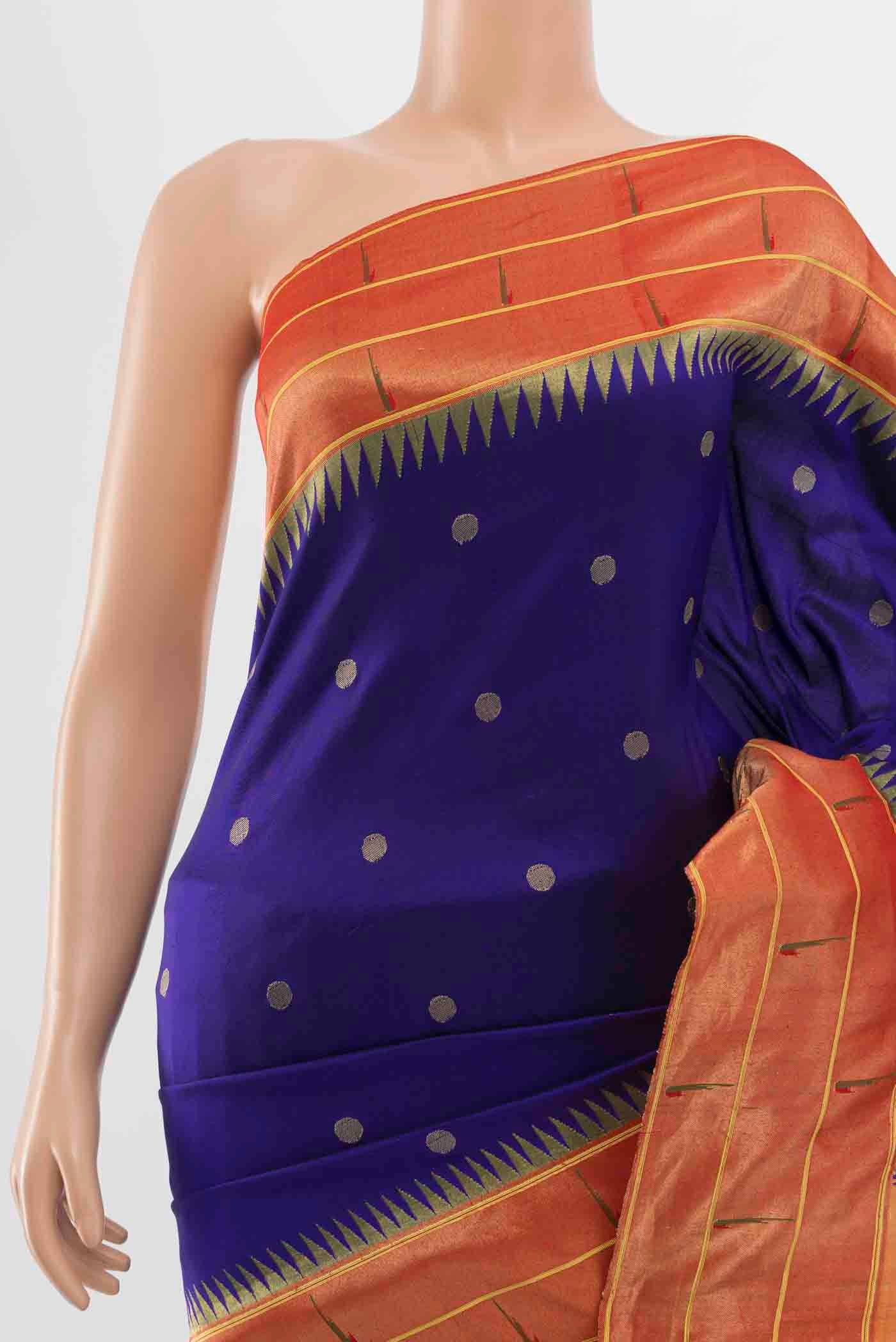 Dark Blue Paithani Silk Saree - Image 2